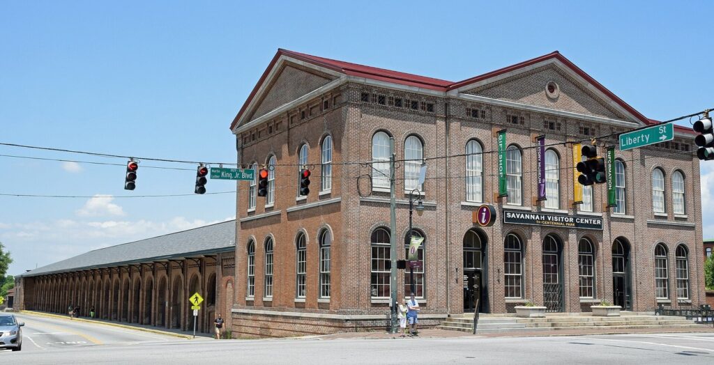Three days in Savannah itinerary: the brick Central of Georgia terminal on Martin Luther King Jr. Boulevard, home of the Savannah History Museum and a visitor center